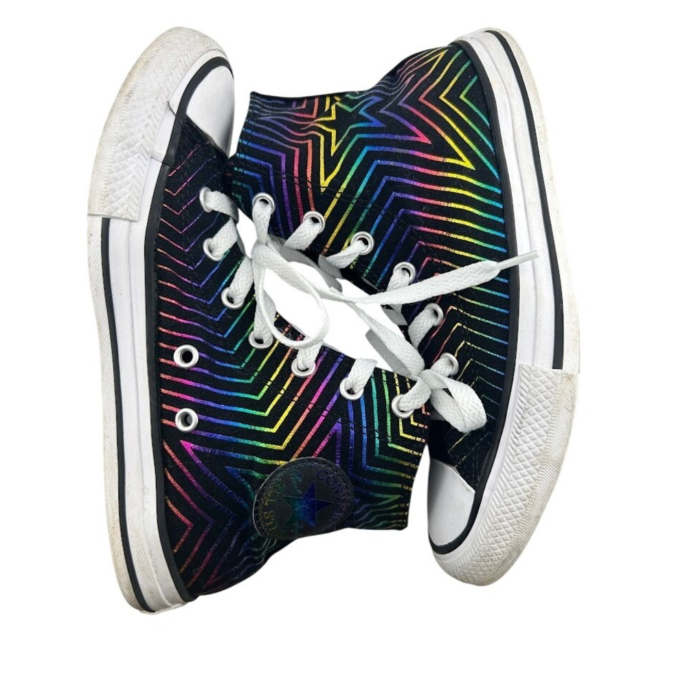 Converse Chuck Taylor All‎ Star High Top Black Rainbow Star Sneakers - Youth